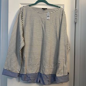 J Crew Mercantile 3X striped shirt with blue cuffs and tail